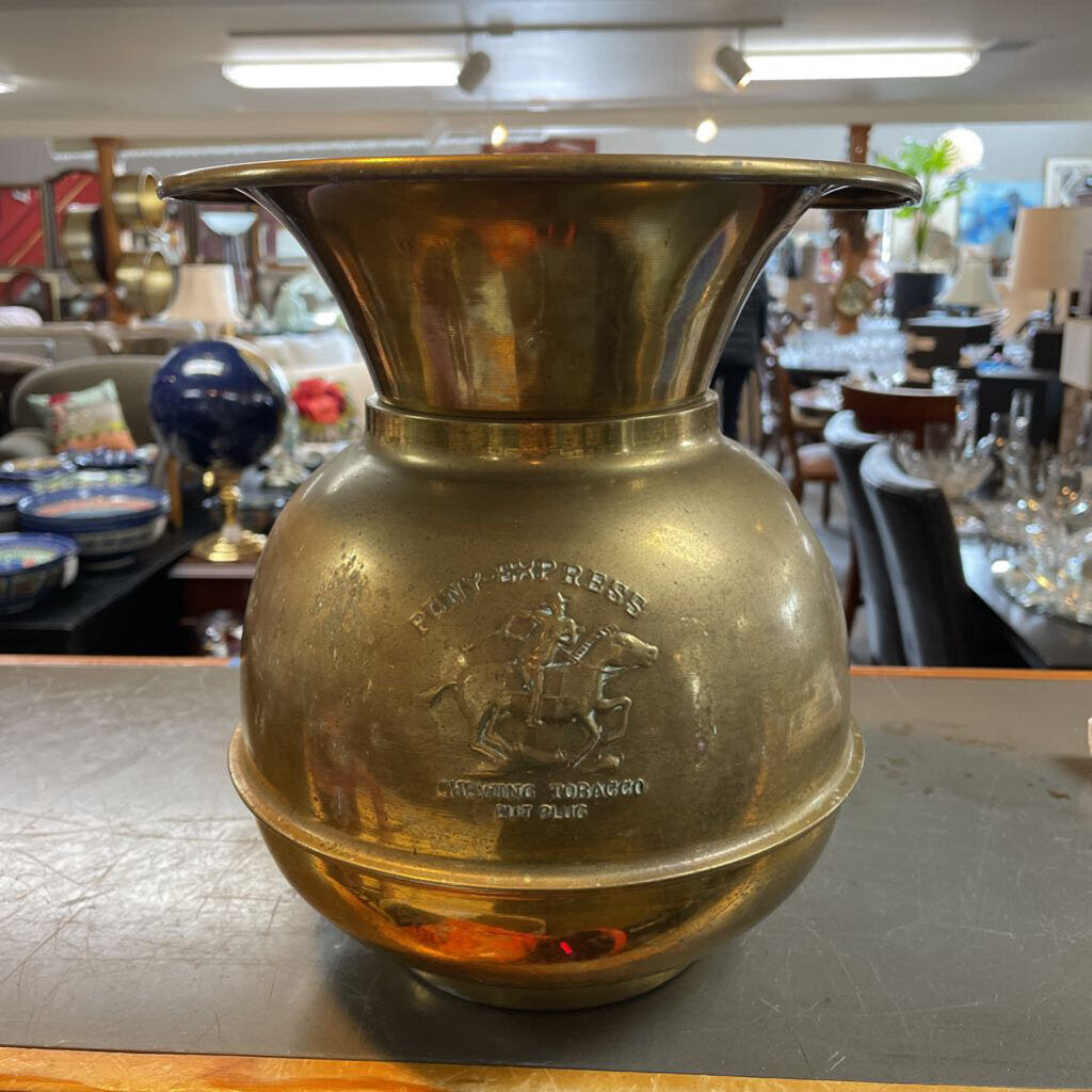 pony express tobacco spittoon Brass & Copper Cut Plug Chewing / Brass Weighted Base Spittoon / Vintage Home Decor / Man Cave Decor #1385 Sold at Auction: Pony Express