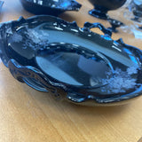 LE Smith Mt Pleasant Depression Glass Tray w Handles & Etched Flowers