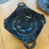 Paden City Ardith Ebony Amethyst Glass Square Bowl