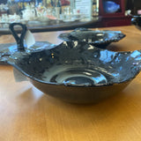 Paden City Ardith Ebony Amethyst Glass Square Bowl