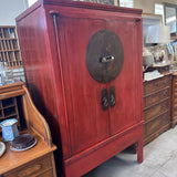 Asian 'Ningbo' Cabinet w Brass Accents - made of Elmwood w Lacquer Finish