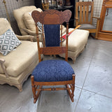 Vintage Upholstered Wooden Rocker
