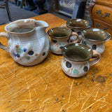 Pottery Pitcher and Mug Set - 5 pcs