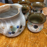 Pottery Pitcher and Mug Set - 5 pcs
