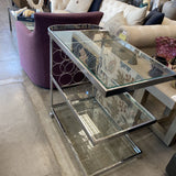 Stainless Steel Bar Cart w/3 Glass Shelves and 12 bottle holders