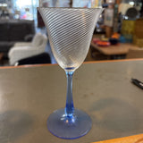 Blue Stem Etched Wine Glass