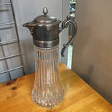 Vintage Silver Plate Ribbed Glass Pitcher