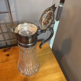 Vintage Silver Plate Ribbed Glass Pitcher