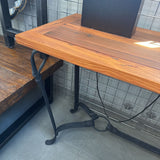 Wood Console Table with Wrought Iron Base