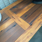 Wood Console Table with Wrought Iron Base