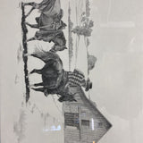 Cowboy, Horses and Barn