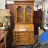 Oak Tall Secretary Desk & Cabinet
