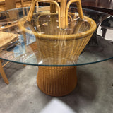 Wicker Base Glass Top Dining Table