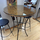 Pub Style Table w Rattan & Glass Top