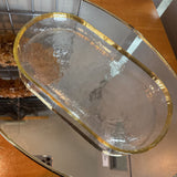 Oval Glass Platter w Gold Trim