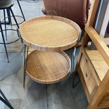Wicker and Metal 2 Tier Table