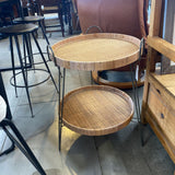 Wicker and Metal 2 Tier Table