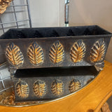 Metal Rectangular Planter w Pinecones