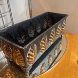 Metal Rectangular Planter w Pinecones