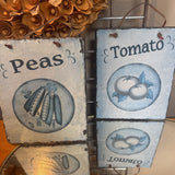 Metal Hanging Garden Signs - Peas or Tomatoes