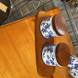 Jam and Jelly Condiment Set Wood Tray & Lids by Blue Danube