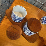 Jam and Jelly Condiment Set Wood Tray & Lids by Blue Danube