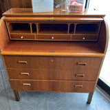 Swedish Teak Rolltop Desk w keys