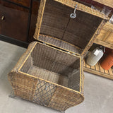 Wicker Basket Container w Hinged Lid
