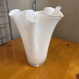 Vintage Pleated White Glass Vase