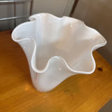 Vintage Pleated White Glass Vase