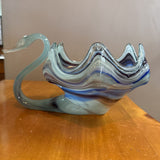 Vintage Blown Glass Swan Bowl