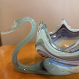 Vintage Blown Glass Swan Bowl