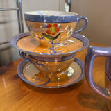 Vtg Japanese Lusterware Tea Set - teapot, cream & sugar, 2 teacups