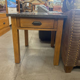 Wood Side Table w/Metal Top