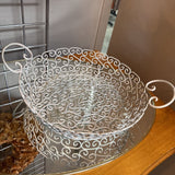 Metal Shallow Basket w Handles