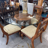 Round Glass Dining Table w 4 Chairs