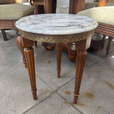 Italian Marble Top Side Table w Fluted Tapered Legs