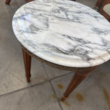 Italian Marble Top Side Table w Fluted Tapered Legs