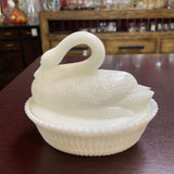 Milk Glass Swan Candy Dish