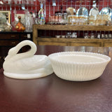 Milk Glass Swan Candy Dish