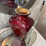 Large Glass Vase w Gold Interior