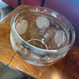 Glass Bowl w Etched Apples