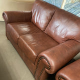 Leather Studded Loveseat