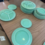 W.S. George Basketweave Dishes - 8x B7B, Salad, Divided Dinner