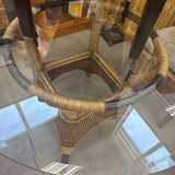 Round Glass Table w Wicker Base