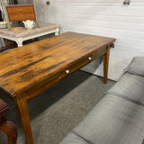 Wood Farm Table w/Drawer