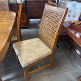 Retro Dining Table w 6 Cane-Back Dining Chairs w 18" Leaf