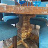 Round Reclaimed Wood Pedestal Dining Table