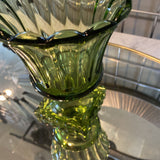Vintage Glass Vase on Square Pedestal