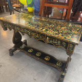 Lacquered & Giltwood Chinoiserie-Style Console w Drawer - Made in England